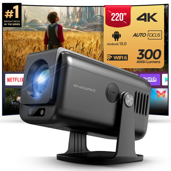WP100 Mini Android Projector | Native 1080P Supports 4K| Dual Band WiFi and Bluetooth 5.0| Auto Focus & Keystone| Home theater video Projector