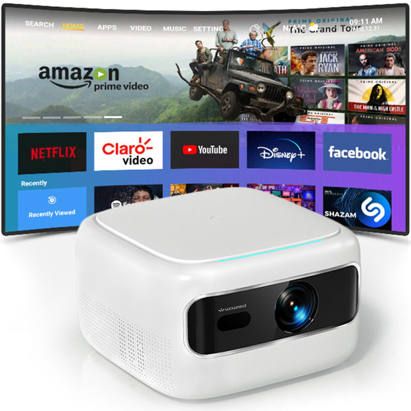 WP102 Mini Android Projector with Dual Band WiFi 2.4/5G and Bluetooth 5.2|180 ANSI Lumens 1080P Full HD Support| Screen Mirroring| [Electric-Focus] |Smart Home Video Projector for Outdoor Movies