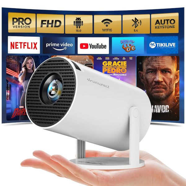 WP87 Pro Mini Android Projector | 150 ANSI Lumens | 1080P | Dual-Band WIFI6 5G | Home Video Projector