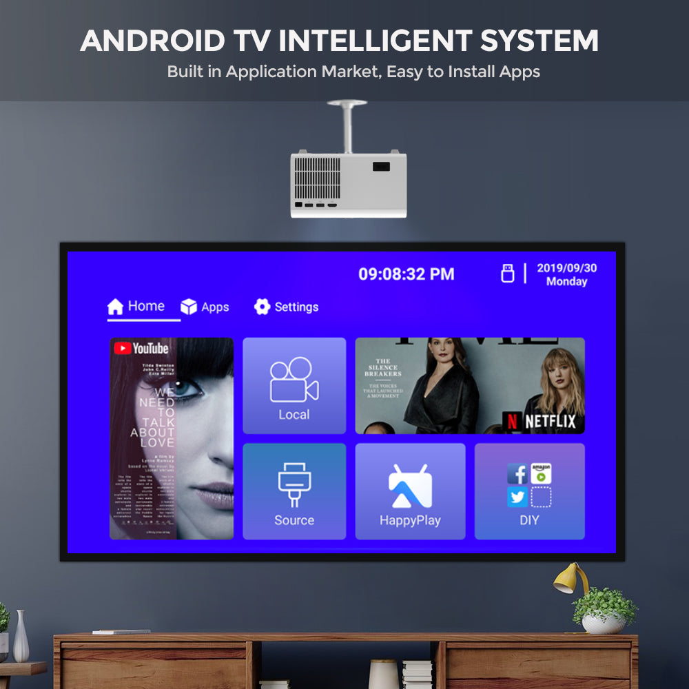 Shop T10 LED Android Projector 4K 4500 Lumens Full HD Home Theater